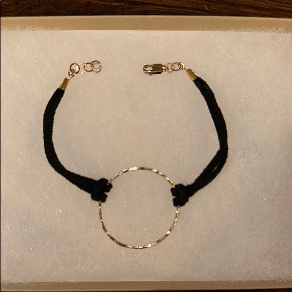 Black Suede and Gold Circle Bracelet - Picture 2 of 2